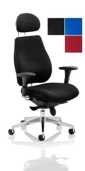 CDP0151 Plus Black Fabric 24 Hour Ergonomic Posture Executive Office Chair With Headrest Chiropractor Approved Colours