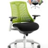 CDT0303 Flexible Elastomer Back Black Fabric Base White Frame Task Operator Office Chair Optional Headrest Colours