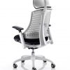 CDT0316 Moonstone Flexible Elastomer Back Black Fabric Base White Frame Task Operator Office Chair Optional Headrest Back