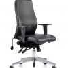 CDP0405 Black Leather Air Lumbar Posture 24 Hour Ergonomic Executive Office Chair Headrest Front Angle