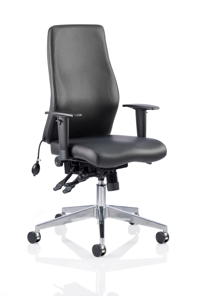 CDP0406 Black Leather Air Lumbar Posture 24 Hour Ergonomic Executive Office Chair Front Angle
