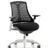 CDT0301 Black Flexible Elastomer Back Black Fabric Base White Frame Task Operator Office Contemporary Designer Chair