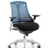 CDT0302 Blue Flexible Elastomer Back Black Fabric Base White Frame Task Operator Office Contemporary Designer Chair
