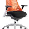 CDT0306 Orange Flexible Elastomer Back Black Fabric Base White Frame Task Operator Office Contemporary Designer Chair