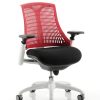 CDT0307 Red Flexible Elastomer Back Black Fabric Base White Frame Task Operator Office Contemporary Designer Chair